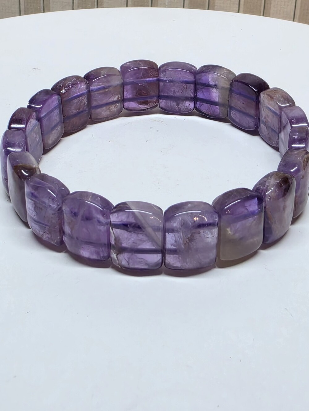 Natural Amethyst Stretch Bracelet Chunky Pillow Beads Size 7